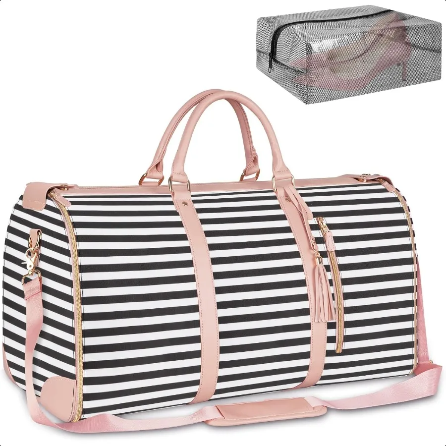 

Ytonet Carry On Garment Bag Large Hanging Duffle Bag for Women PU Leather Waterproof Bags Travel with Shoe Pouch 2 in 1 Suitcas