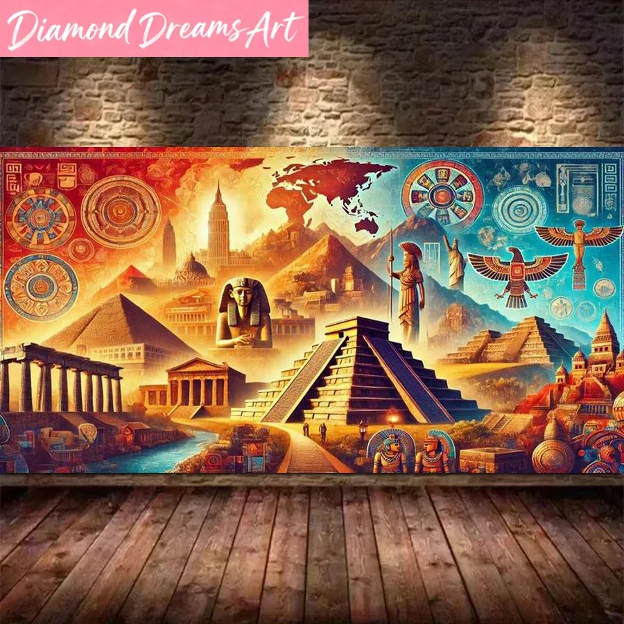Frameless,Large Size Scenery New Collection Pyramid Egyptians Diy Diamond Painting Kits Full Drill Mosaic Embroidery Picture Wal