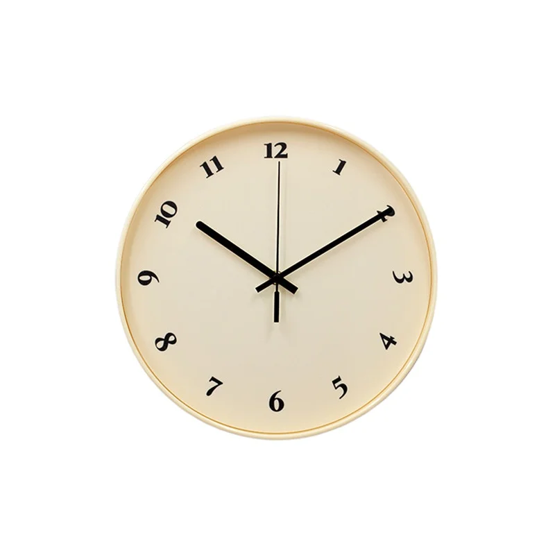 

Cream wind wall clock, silent contrasting color household clock, simple clock in the living room
