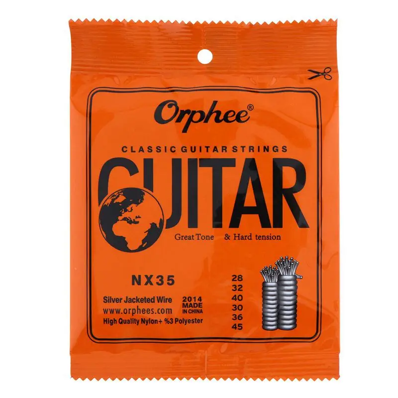 Orphee 6 pçs/set Cordas de guitarra clássica convencional Guitar String Series E/B/G/D/A/E Use fio de nylon de alta qualidade Sinta-se moderado