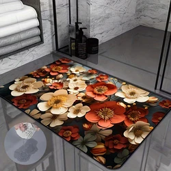 SD Flower Super Absorbent Bathroom Shower Mats Diatom Mud Kitchen Carpet Non Slip Entrance Rugs for Home Living Room Decoration