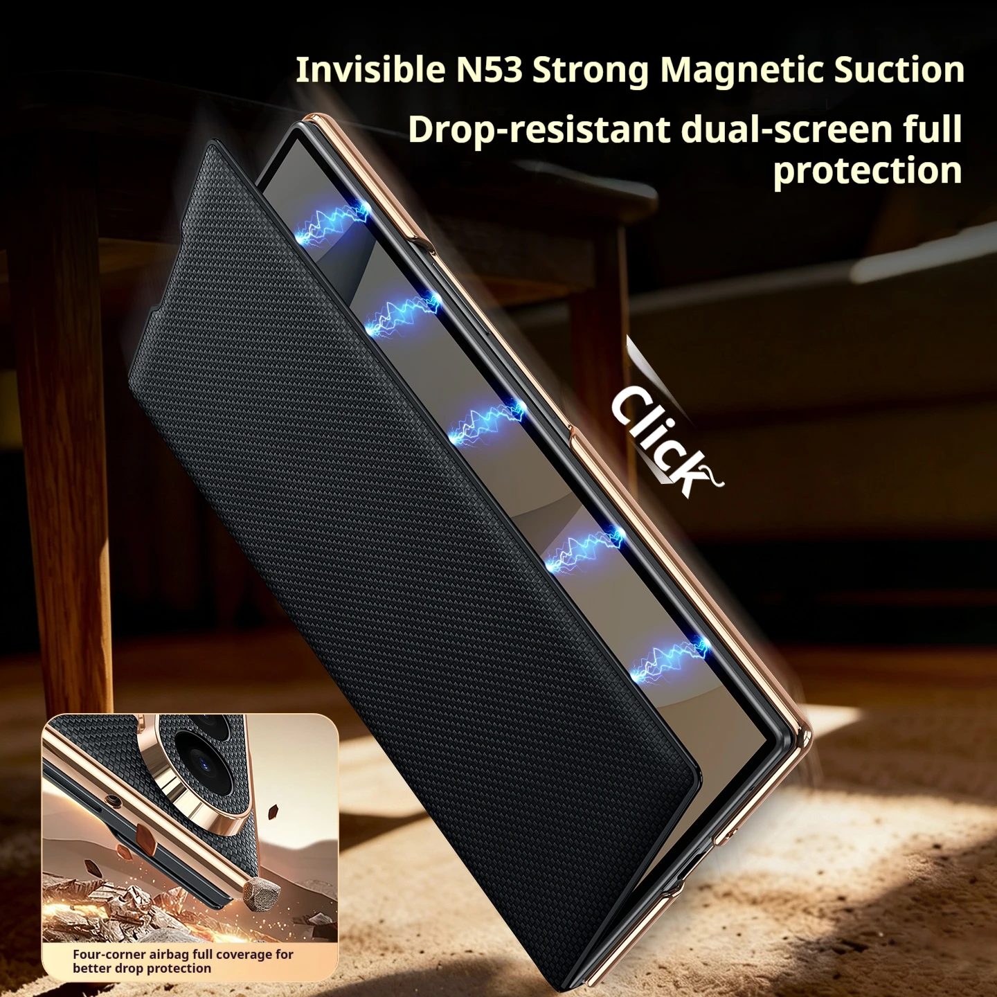 High End Genuine Leather Folding Magnetic Phone Case, For Samsung Galaxy Z Fold 8 Ultra Z Fold 8 7 6 5 Protective Case view 5