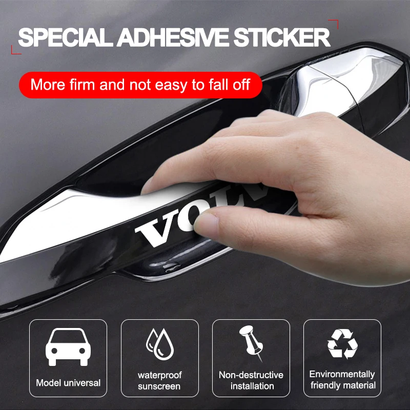 4Pcs Car Door Handle Stickers Tire Rear View Mirror Decals For For Volvo Xc90 S60 S80 Xc60 Xc70 Xc90 Fh V50 S40 Car Accessories