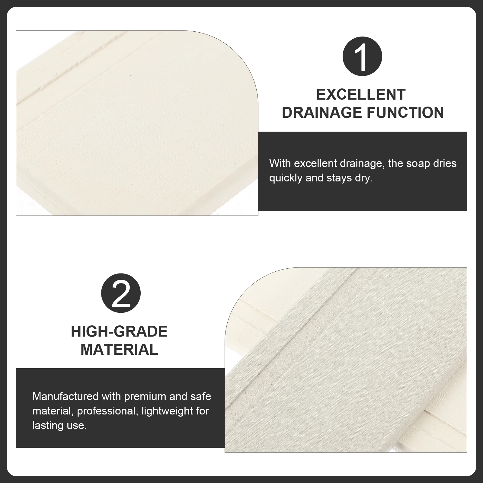 

2Pcs Diatom Soap Holder Absorbent Tray Lightweight Dry Fast Drainage Bathroom Kitchen Water Absorbent Diatomite Drink Coasters