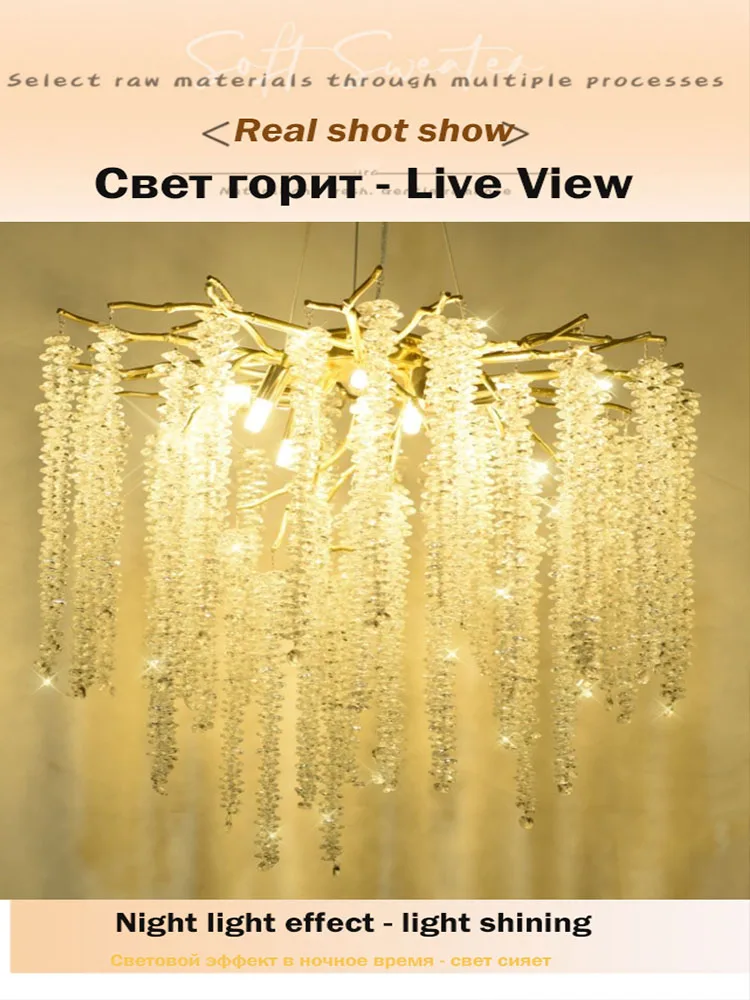 Imagem -04 - Estilo Minimalista Crystal Chandelier Lâmpada Simples Luz Pingente Adequado para Quarto Jantar Sala de Estar Villa g9