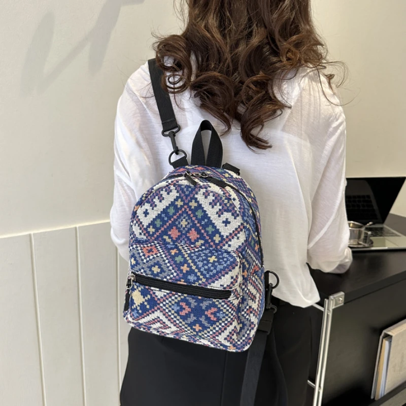 

Cross Border Ethnic Style Backpack Retro Simple Leisure Backpack Large Capacity Commuter Travel Women's Crossbody Bbackpack