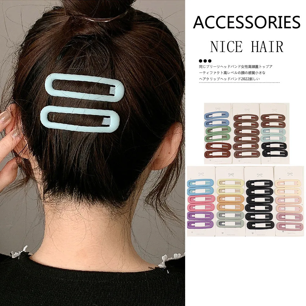 6pcs/pack Hollow Ellipse Shape Matt Alloy Hairpins Simple Solid Color Bobby Pins Women Girls Fringe Hair Clips Fashion Headwear