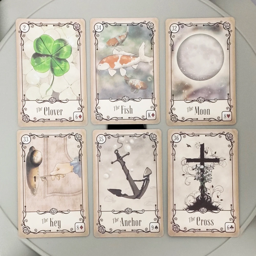 

Под розами Колода Ленорман Очаровательная 40-карточная колода Petit Lenormand 9*6 см, представленная с нежными разными тонированными иллюстрациями