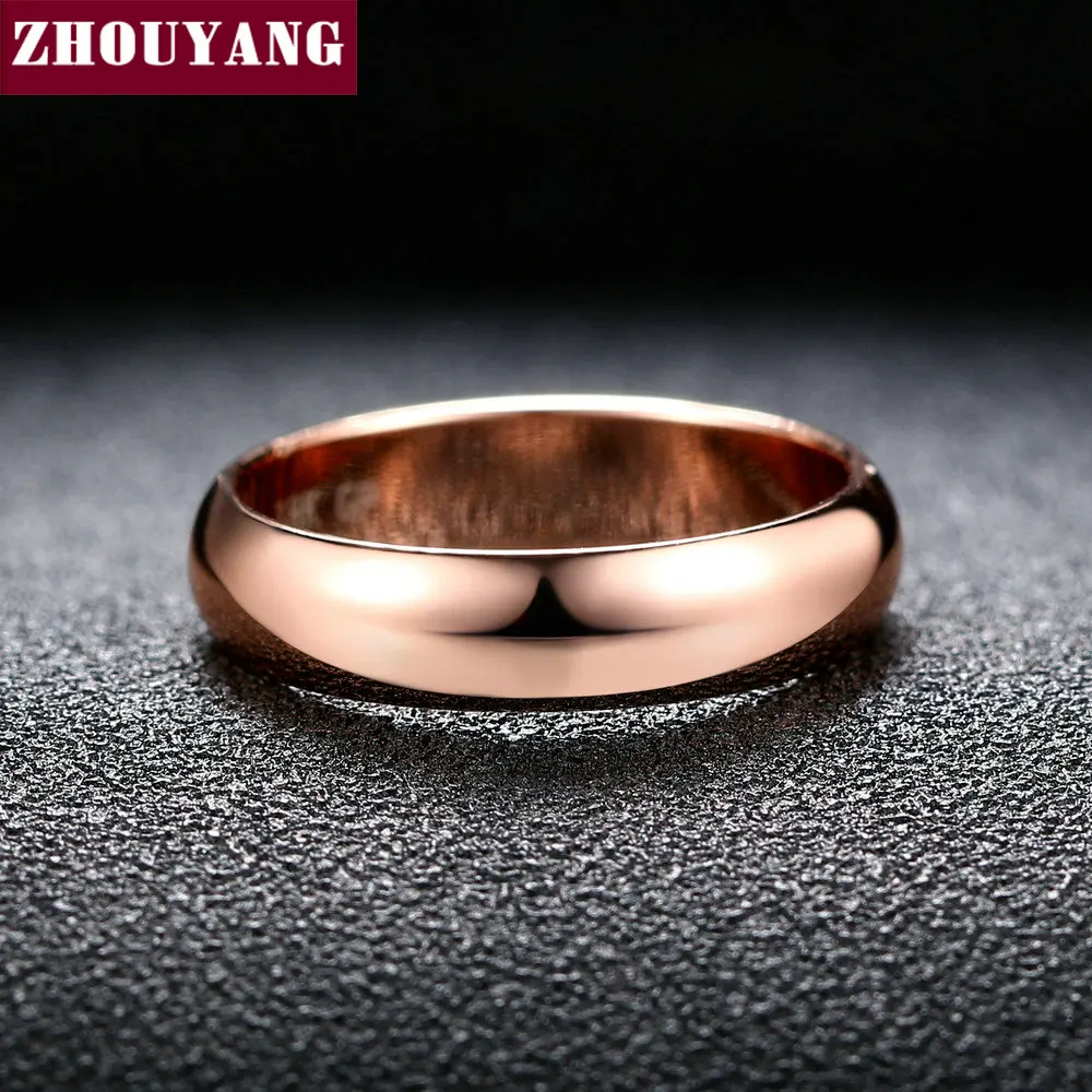Simple Style Rose Gold Color Jewelry Wedding Couple Ring Full Sizes Top Quality R050 R049