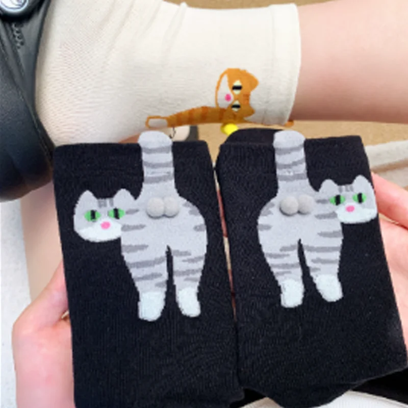 

1-3pair Cute 3D Cat Balls Elastic Funny Cartoon Socks Kawaii Women Gilrs Lolita Knitting Socks Outdoors Sports Mid-calf Socks