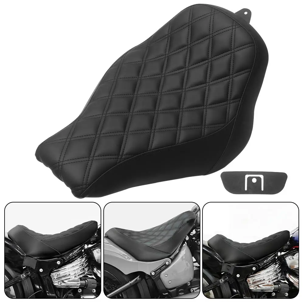 Solo Driver Diamond Seat For Harley Fat Boy Breakout Fxdr(S) 114 Street Bob Fat Bob Slim Low Rider Sport Glide 2018-2023 Black
