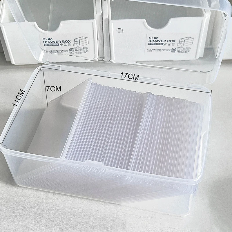 Caja de almacenamiento de tarjetas fotográficas, organizador de almacenamiento de escritorio, organizador de clasificación de papelería, Pegatinas transparentes, Idol de Corea