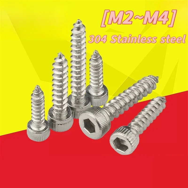 304 Stainless steel allen hexagon socket cap head Knurled Self Tapping Screw for Speaker,and knurled surface M2 M2.5 m3 m3.5 m4