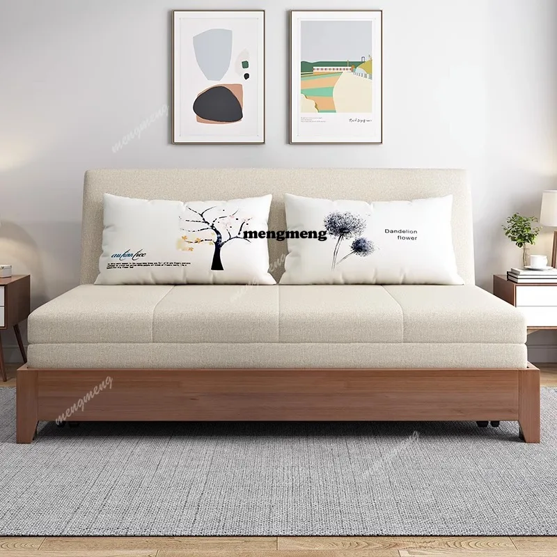 

Solid wood sofa bed multi-functional folding dual-purpose small apartment living room storage