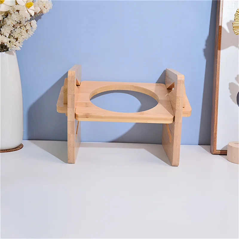 Bamboo Elevated Dog Bowls with Stand Adjustable Raised Puppy Cat Food Water Bowls Holder Rabbit Feeder for Small Medium Pet with