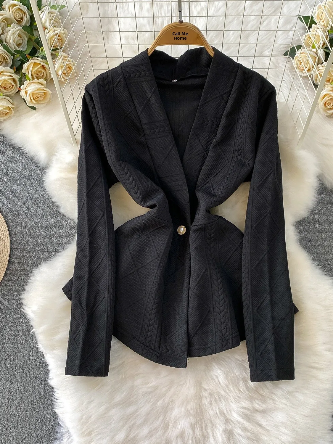 

Ele Thiened Knitted Cardigan Women's Faion Autumn Winter V-Ne Button Lazy Sle Spiral Pattern Regular Fit Oute...