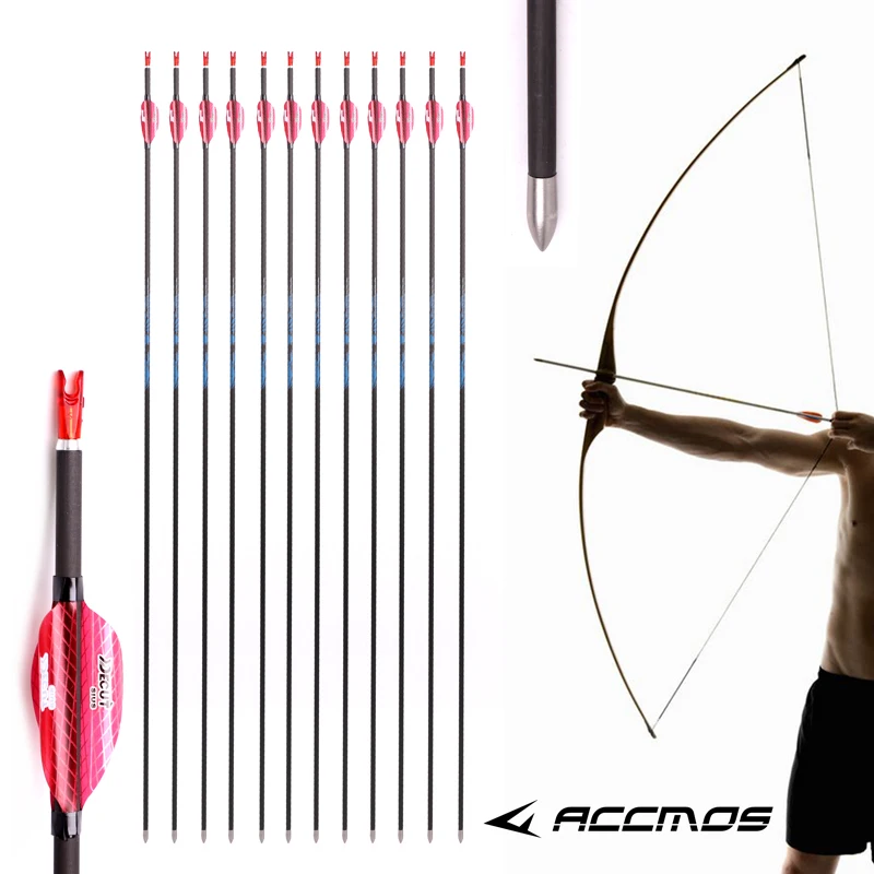 12pcs ID 4.2mm Pure Carbon Arrow Spine 300 - 1000 Archery Arrow For Compound /Recuvre Bow Shooting