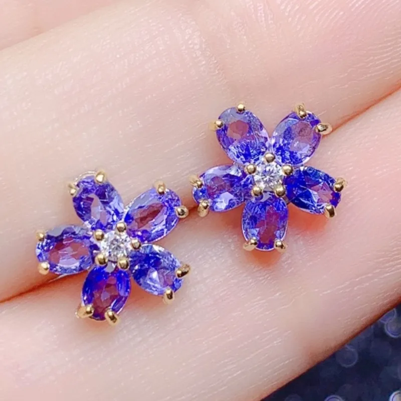 VVS Grade Natural Tanzanite Earrings for Daily Wear 925 Silver 3x4mm Natural  Tanzanite Stud Earrings Birthday Gift for Wife