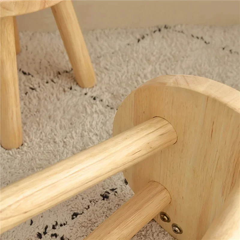 ABLN-2X Small Board Stool, Cute Ears Solid Wood Small Stool, Decorative Stool Children Chair