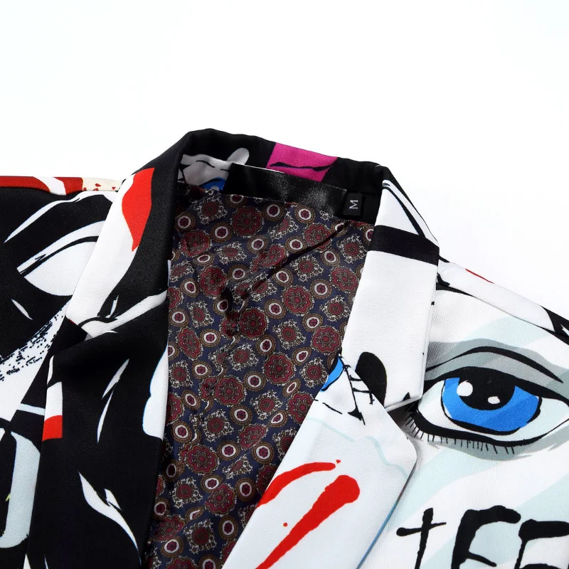 2023 New Tide Mens Fashion Print Blazer Design New Size Hip Hot Casual Male Slim Fit Suit Jacket Singer Costume