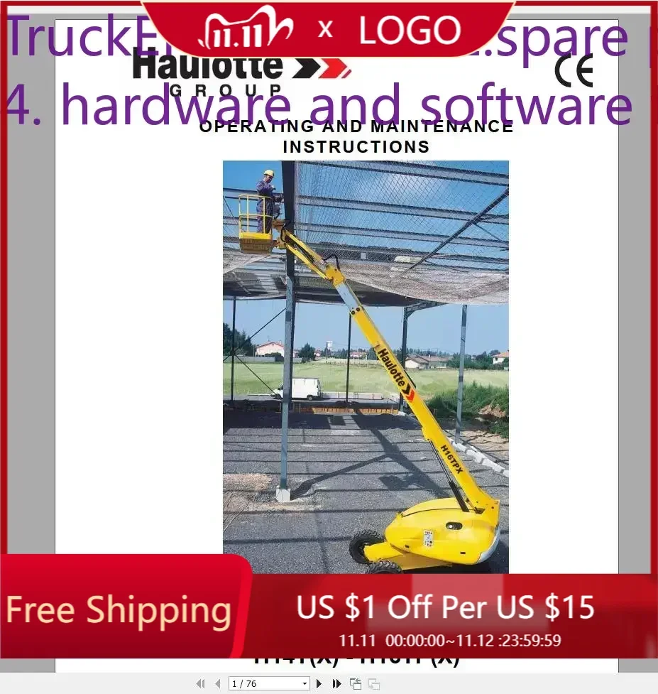 

TruckEPC3 For Haulotte Work Platforms And Telehandlers Service, Maintenance & Operators, Training & Spare Parts Manual 16.2GB