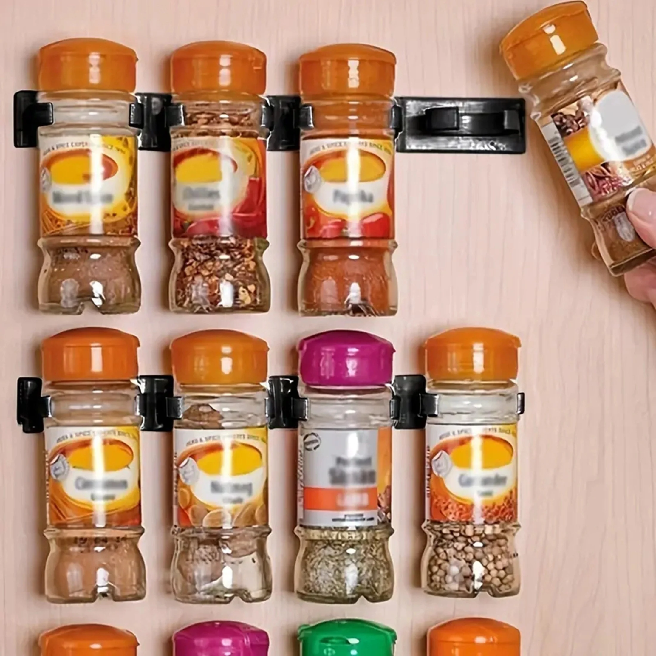 20 pcs/4 rows of spice racks, wall-mounted seasoning bottle sorting and storage racks, non-punching hanging storage racks