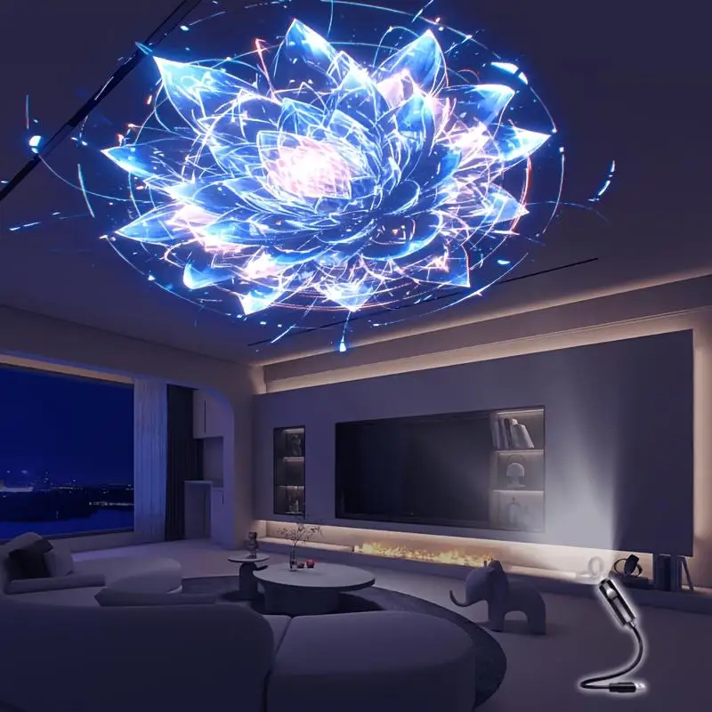 Dreamy Starry Sky Mandala Decorative LED Projection Lamp With 3/6 Pcs Projection Patterns Ceiling Decorative Night Light