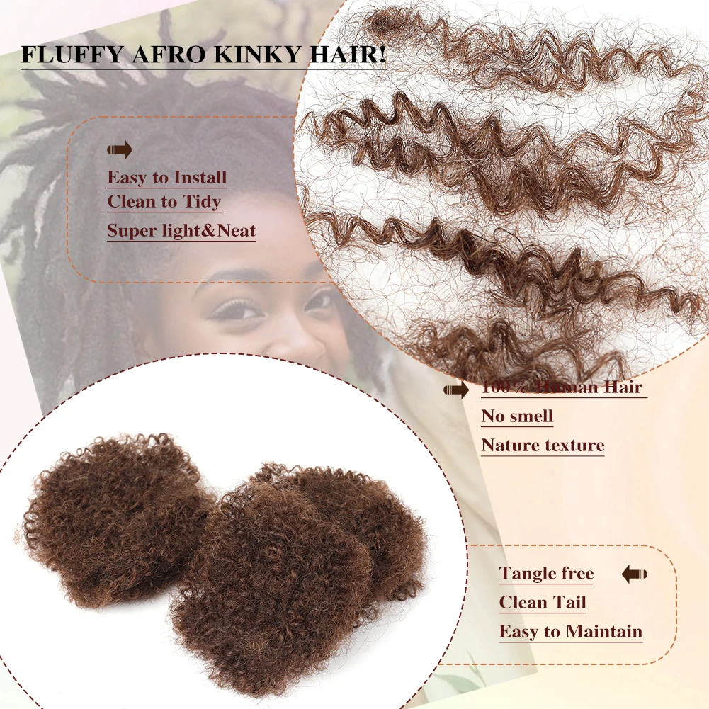 4 # Afro Kinky BULK 100% ต่อผมมนุษย์ Reggae สกปรก Braids บราซิลธรรมชาติโครเชต์ผม Dreadlocks