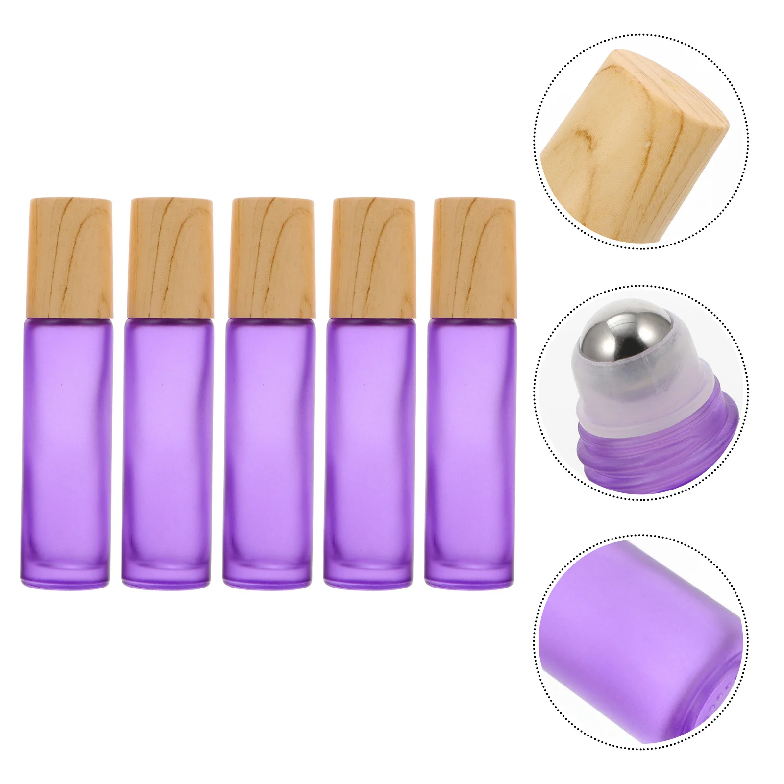

5Pcs Glass Roll-on Bottles 10Ml Travel Size Essential Oil Roller Bottles Frosted Refillable Perfume Vials Accurate Liquid
