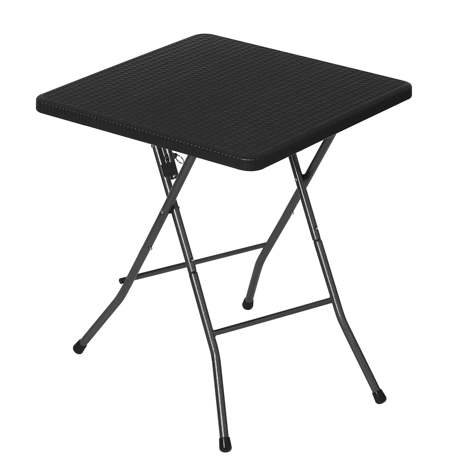Table de jardin pliante EUGAD 61x61x73cm, table de balcon pliable, table d'appoint aspect rotin, table basse pour camping, terrasse extérieure, maison