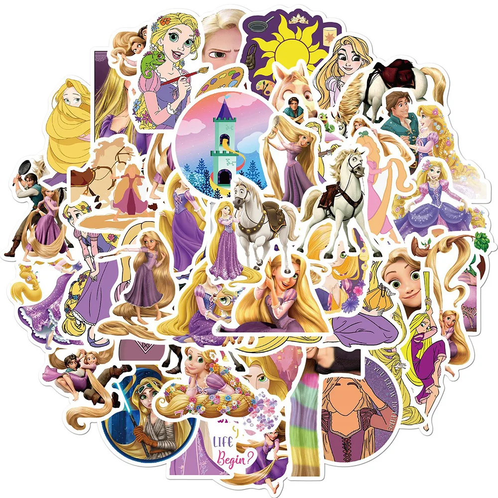 

10/30/50pcs Disney Movie Tangled Rapunzel Cartoon Stickers Aesthetic DIY Laptop Scrapbook Luggage Waterproof Kids Sticker Packs