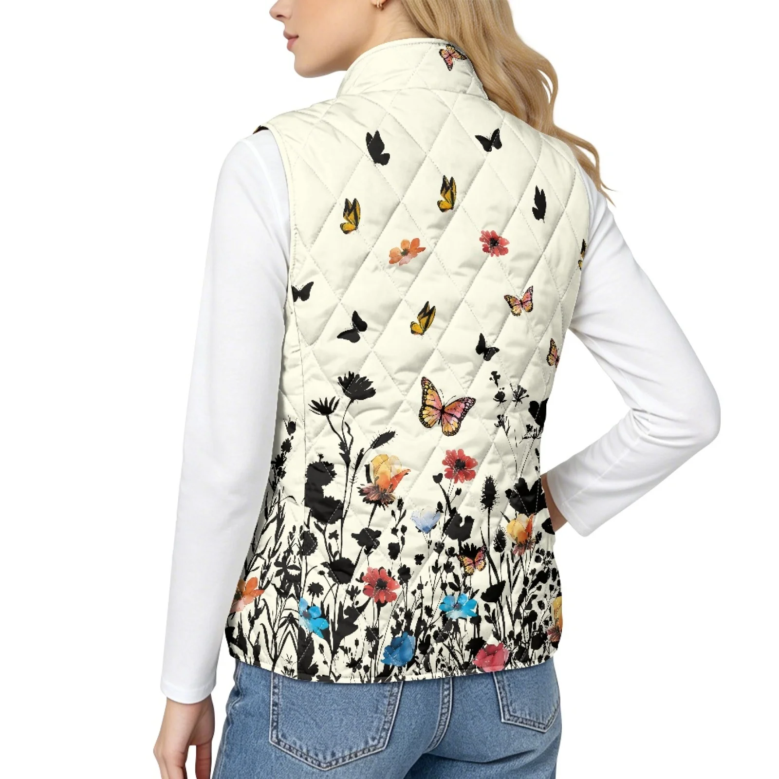 PENSTROLL Butterfly Sports Quilted Gilet with Pockets Women's Quilted Jacket Vest Women's Quilted Vest for Work Travel