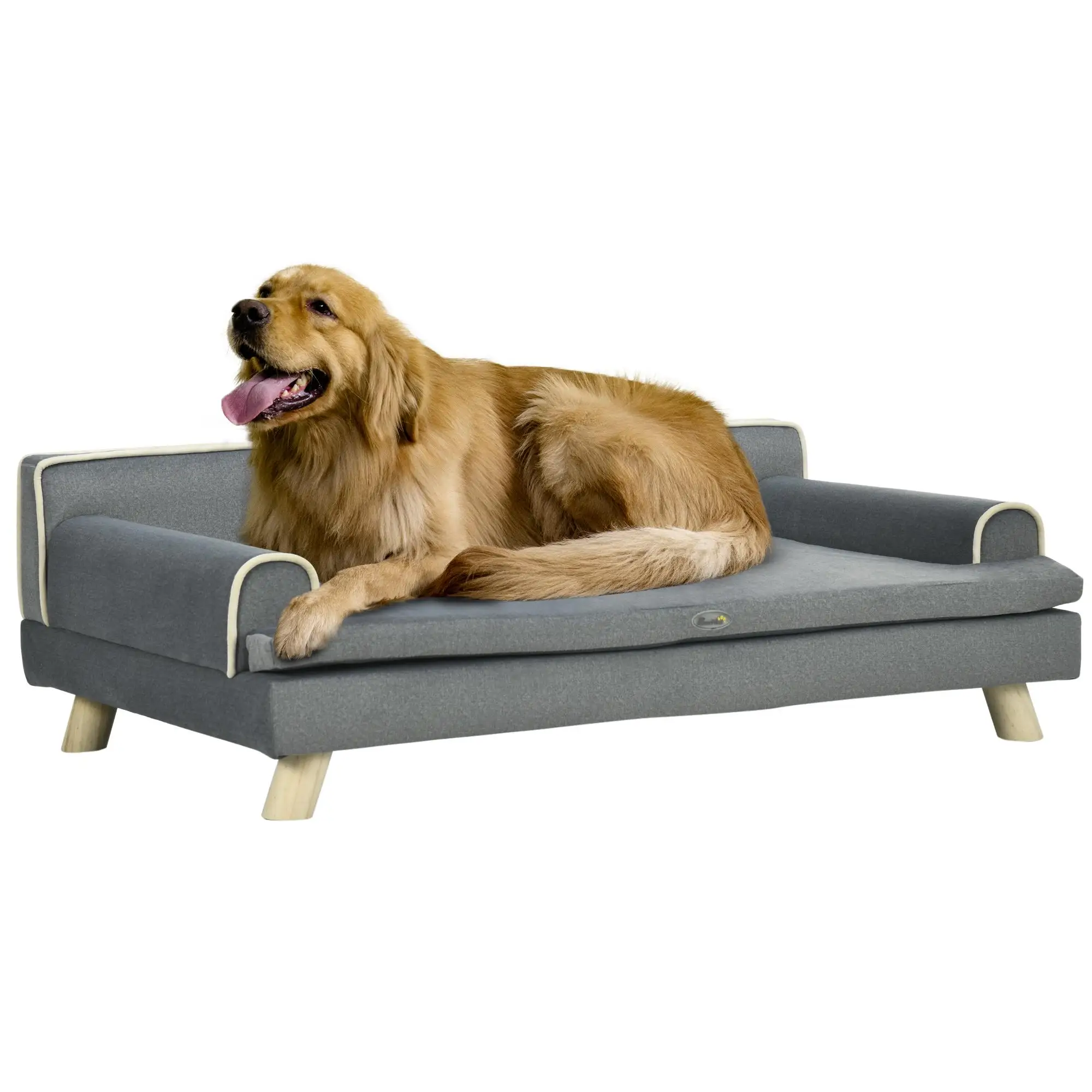 Canapé pour chiens et chats Heavy metal 100x62x32 cm Gris avec coussin en chenille douce et housse amovible