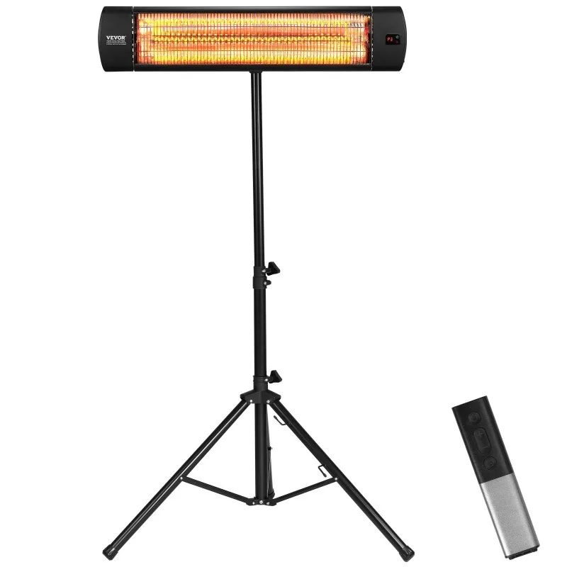 Electric Patio Heater, 1500W, 34 IN Standing and Wall Mount Infrared Heater, with 3 Speeds and Timer, for Porch, Patio