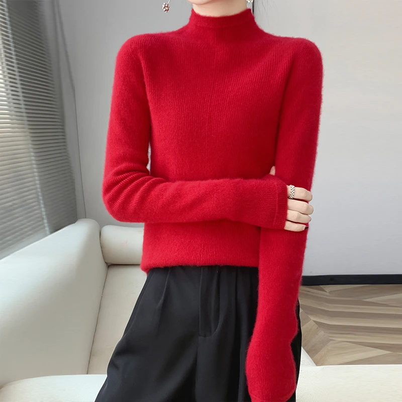 

Fashion 100% CashmereSweater Women's Semi-high-necked Cashmere Pullover Autumn And Winter Long-sleeved Pullover Clothing Jac