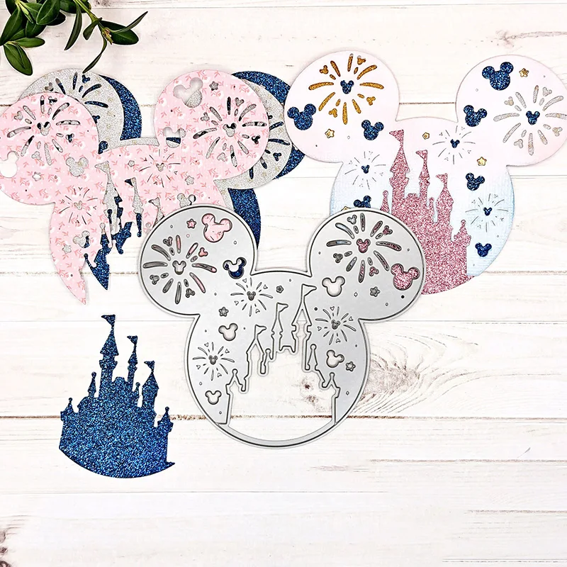 Disney Mickey With Fireworks Metal Cutting Dies Diecuts for DIY Scrapbooking Paper Card Crafts Making New 2023