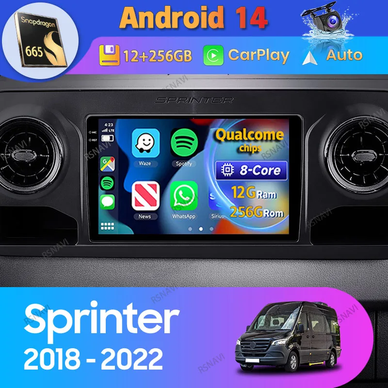 

Android 14 Car Radio For Mercedes-Benz Sprinter 2018 - 2022 Carplay Auto Navigation WIFI+4G Stereo Video Player 2 Din 360 Camera