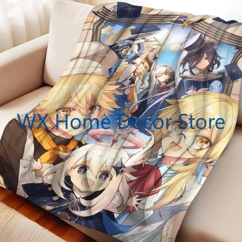 جينشين تأثير المسافر دافئ سوبر لينة الفانيلا بطانية جميلة أنيمي شخصية دافئة رمي بطانية لغرفة المعيشة ديكور المنزل