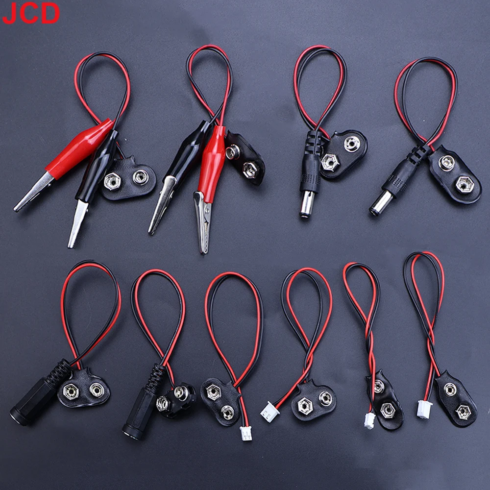 5pc 9V Battery Connector Power Clips DC Jack Male Female Alligator Snap Adapter Wire Holder Cable 9 Volt Lead Socket Plug Barrel