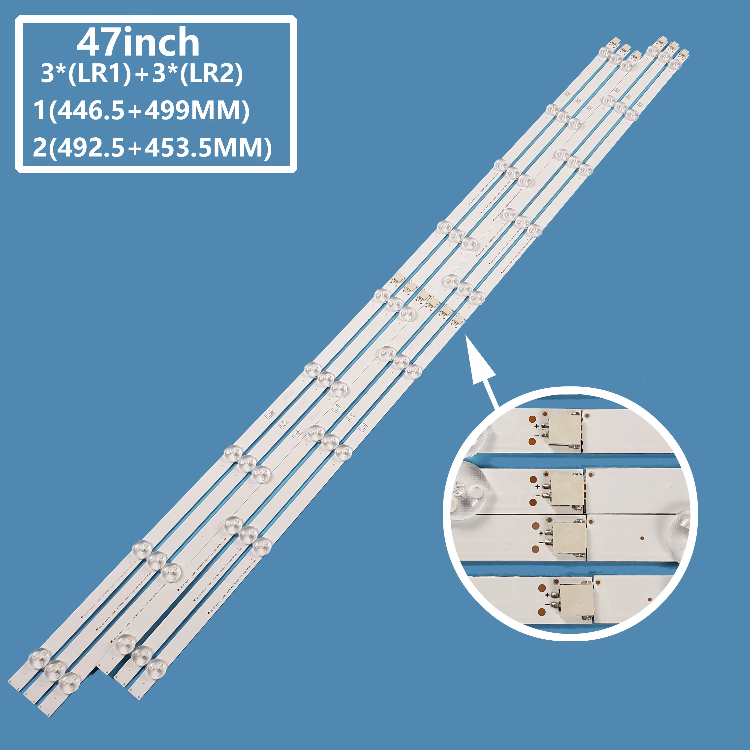 

12Pcs/set TV LED Backlight Bar Stripe 47"ROW 2.1 REV0.7 1 R1/R2/L1/L2-Type 6916L-1175A/1174A For LG 47LN519C-CC 47LN360C