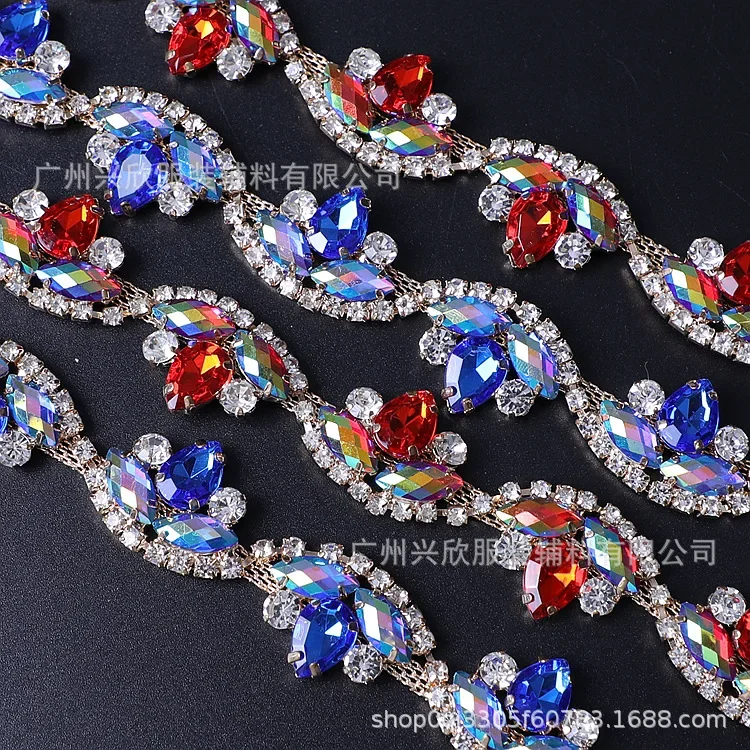 10Yard/lot Welding Code Chain, Flower Rhinestone Chain, Clothing Headgear, Luggage, Mobile Phone Beauty DIY Jewelry Accessories