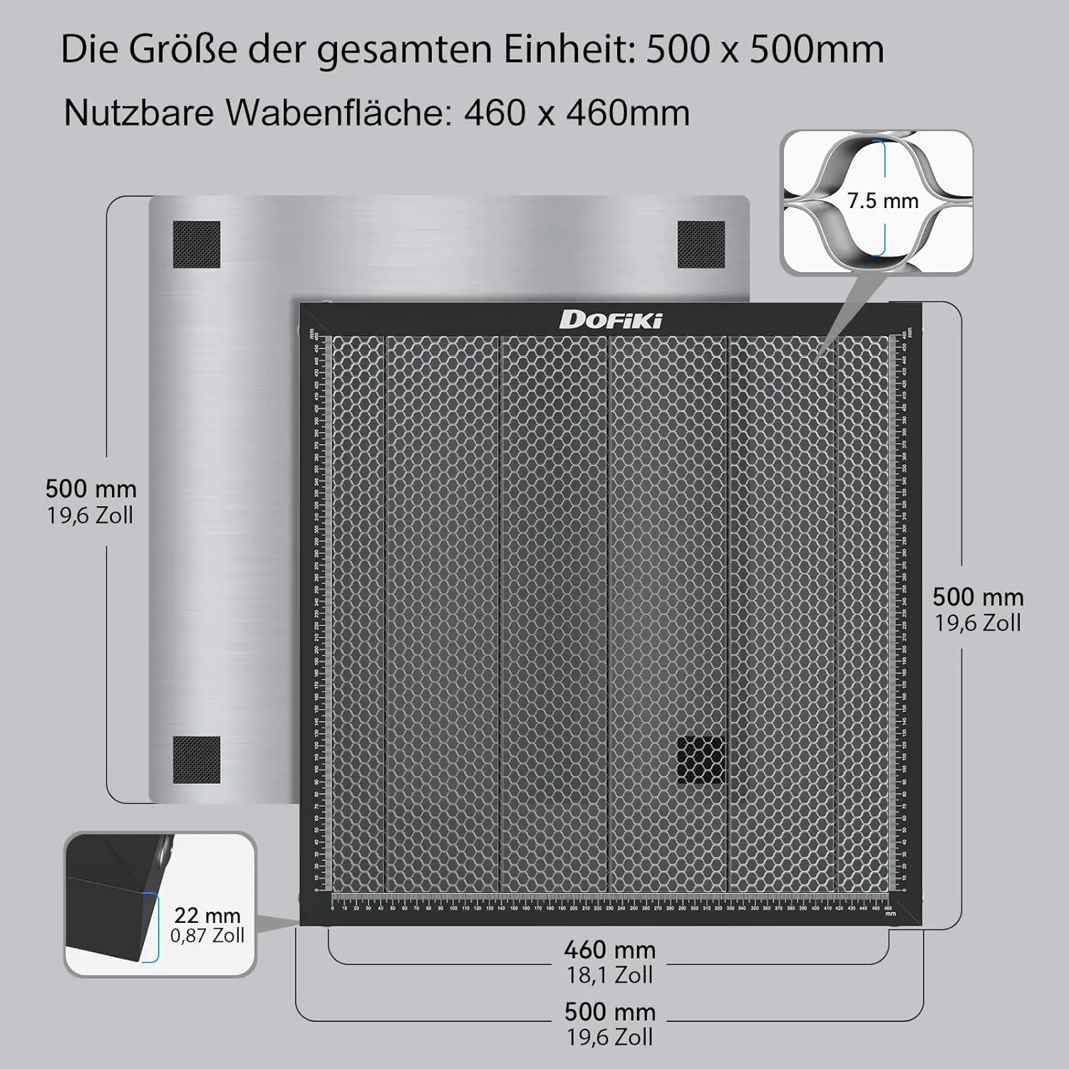 Dofiki 500mm x 500mm Waben Arbeitstisch für laser Graviermaschine, Wabentisch Laser Honeycomb Waben Bett 19.7