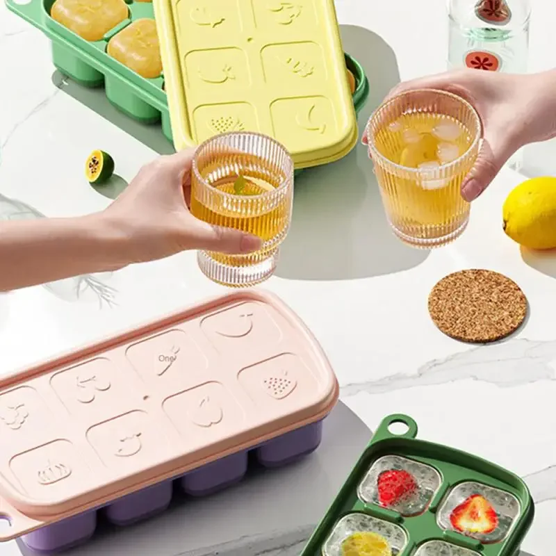 Silicone Molds Food Grade Ice Mould Household Use Home Ice Storage Boxes With Lid Baby Mold Refrigeration Freezing Kitchen Tools