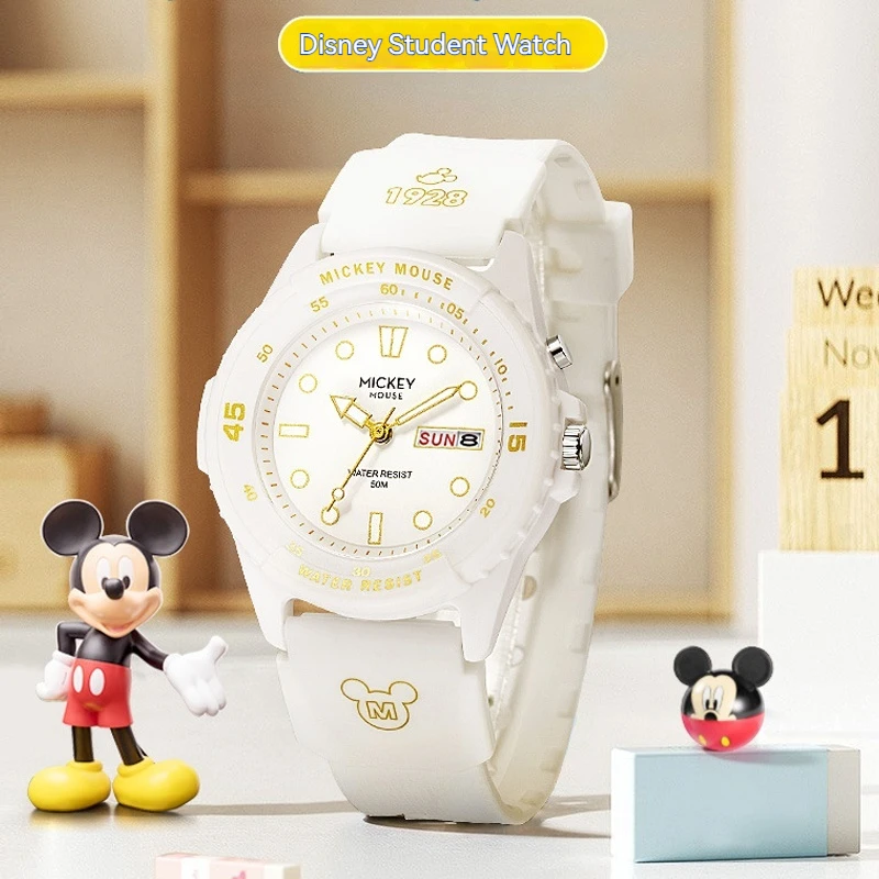 Disney Mickey Co-Signed Fun Glow-In-The Dark Dual Waterproof Calendar Week Students Abs Quartz Watch Men Womenbirthday Gifts