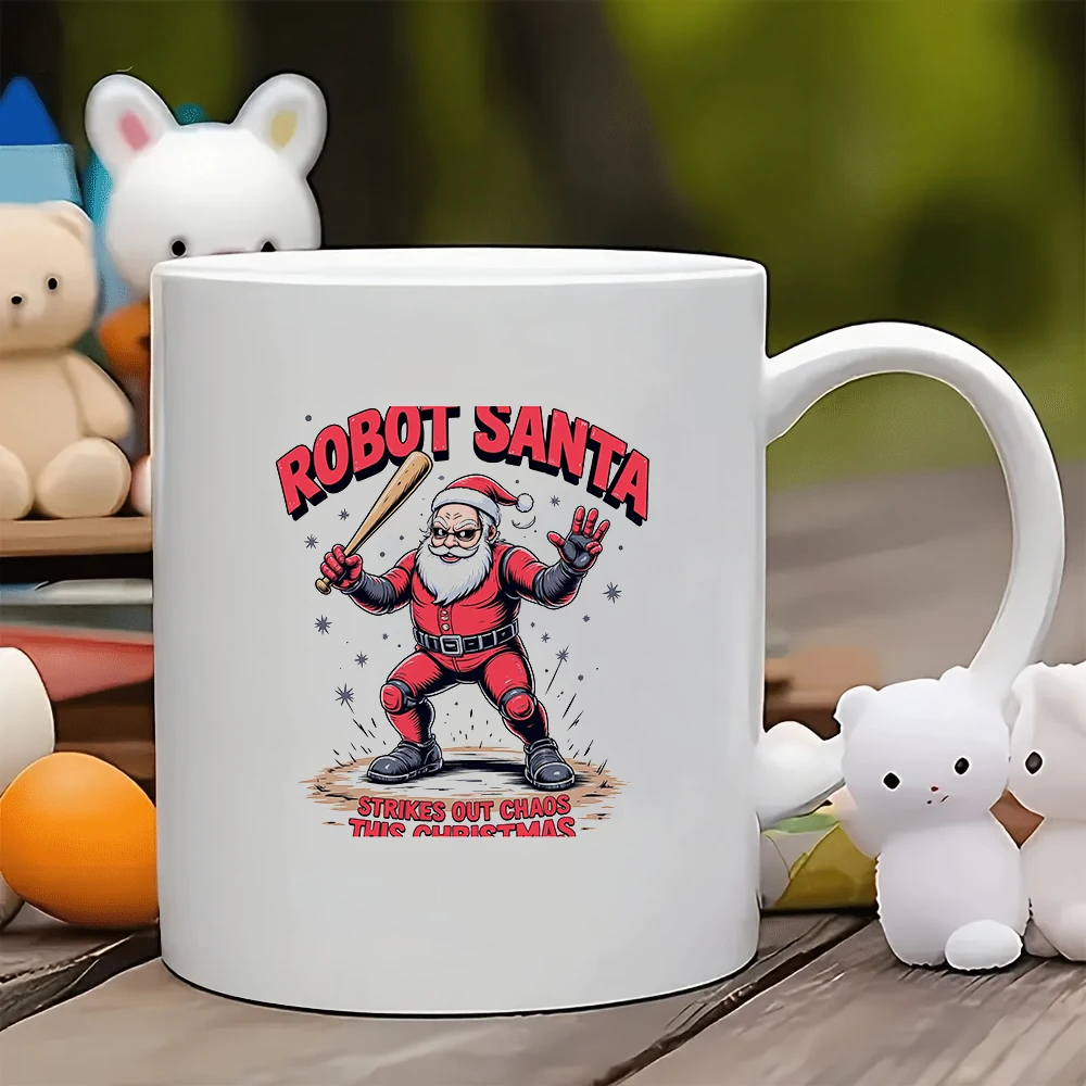 Caneca de Papai Noel Robô 11 onças + Robô Criativo Xícara de Papai Noel Presente de Natal Copo infantil Xícara de café para escritório em casa