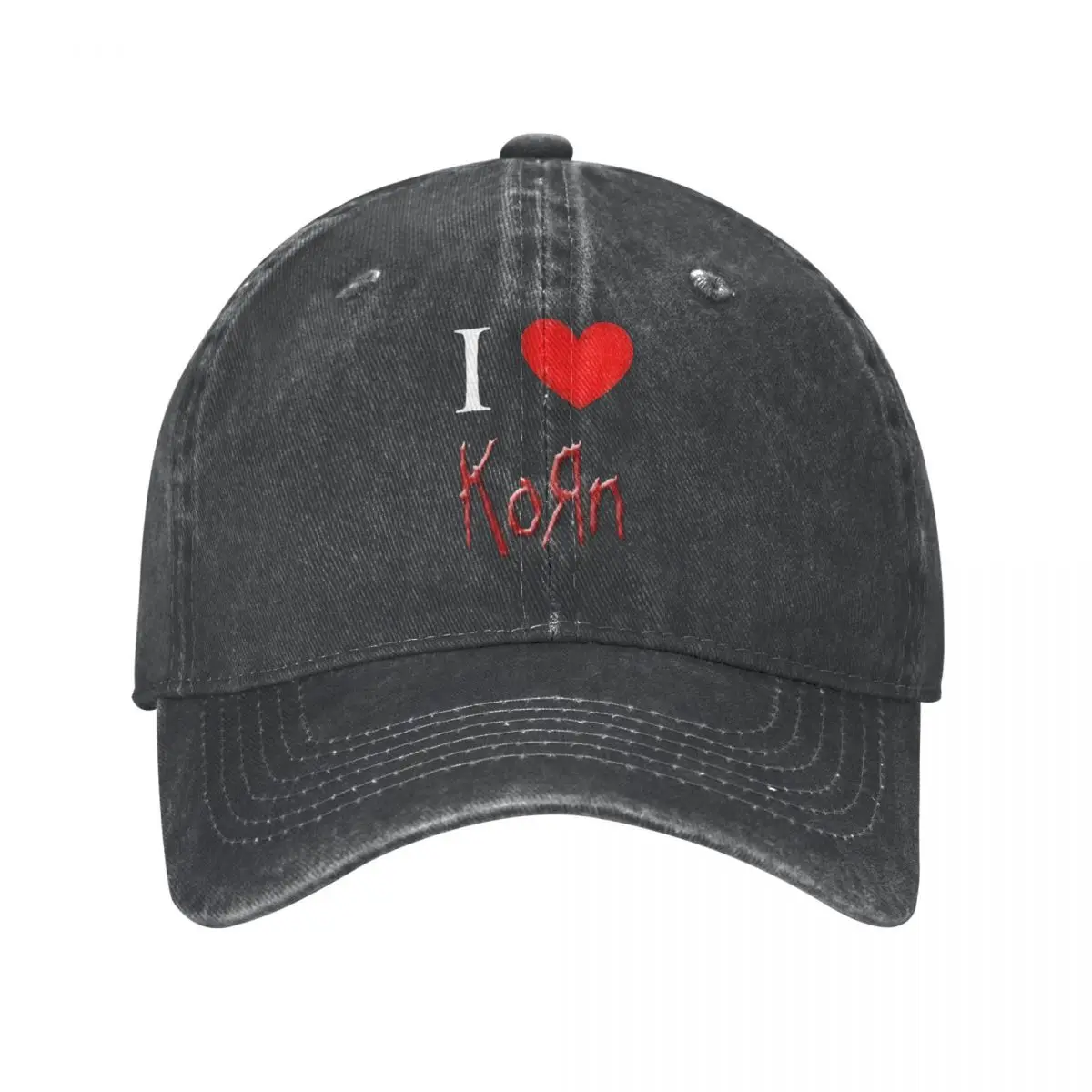 I Love Korned Rock Music Band Denim Baseball Cap Tour Concert Tennis Skate Trucker Dad Hat Women Sun protection Snapback Cap