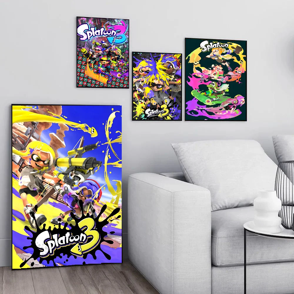 Video Game S-Splatoon 3 Poster Paper Print Home Living Room Bedroom Entrance Bar Cafe Art Painting Decoration