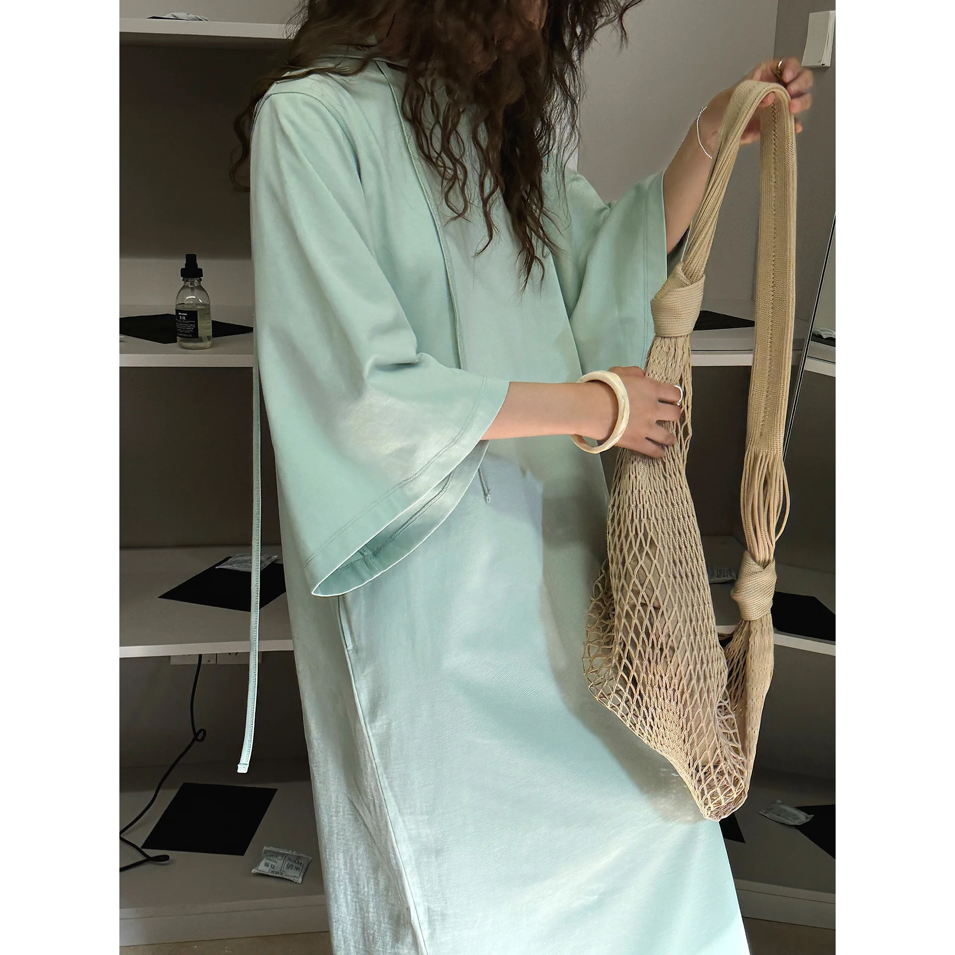 UMI MAO صيف جديد الكورية الحد الأدنى استرخاء H على شكل تي شيرت فستان بلون فضفاض والتخسيس فستان طويل غير رسمي للنساء