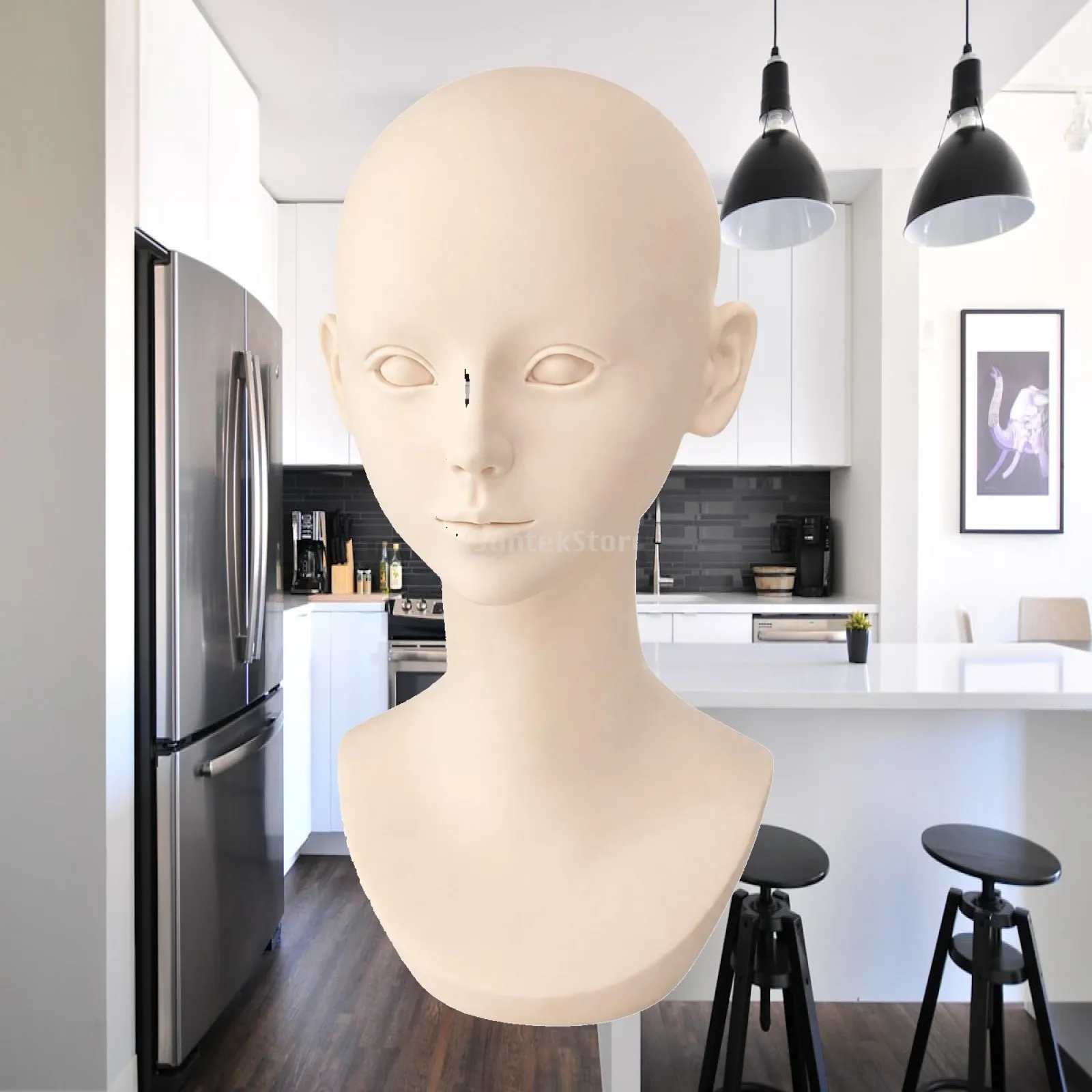 PVC Female Mannequin Head Bust for Hair Accessory Display Cosplay Looks Styling Work