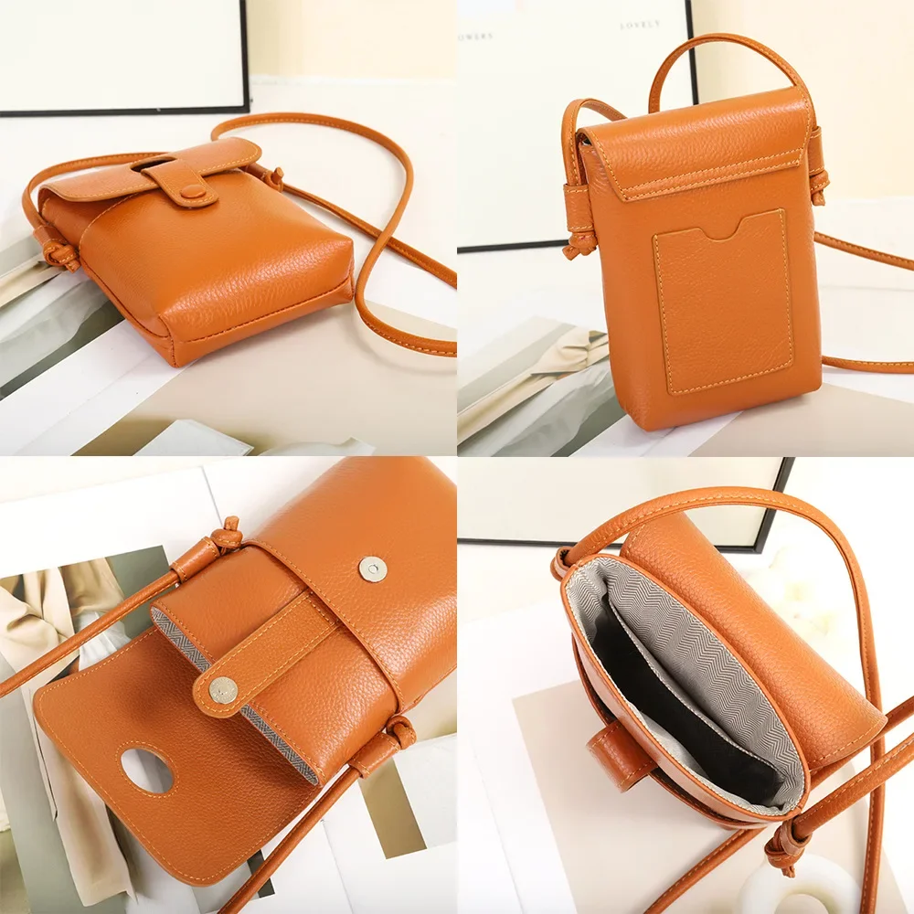 Small Soft Pebbled Real Leather Crossbody Bag Handbags Purses Sling Crossover Shoulder Bag 2024 Summer New Cellphone Pouch Bag